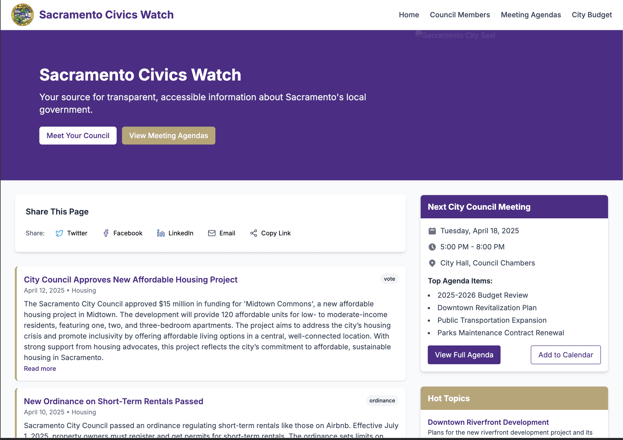 Sacramento Civics Watch